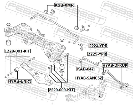 2225YPR Febest Важіль задньої підвіски поперечний