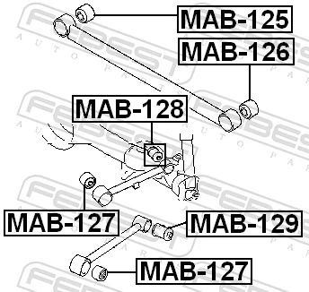 MAB128 Febest Сайлентблоки поздовжніх важелів задньої підвіски
