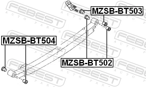 MZSBBT504 Febest Сайлентблок задньої ресори, передній