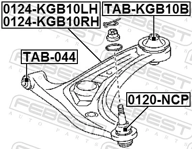 0124KGB10LH Febest Поперечний важіль