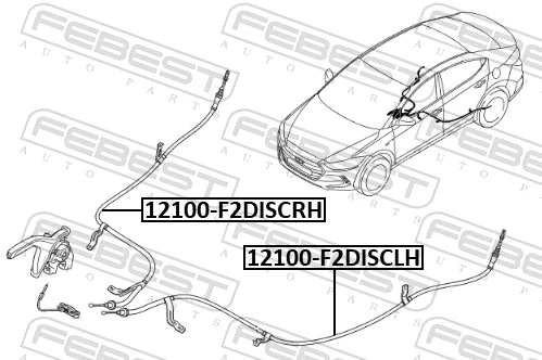 12100F2DISCLH Febest Трос ручника задній лівий