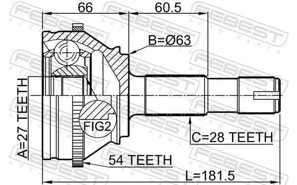 2810DUCA54 Febest Граната зовнішня
