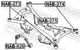 NAB026 Febest Сайлентблок траверси кріплення заднього редуктора, передній