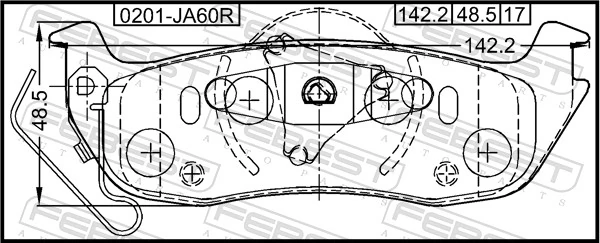 0201JA60R Febest Колодки гальмівні задні, дискові