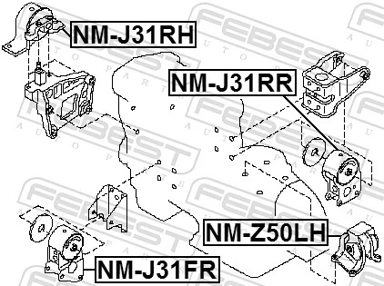 NMJ31RR Febest Задня подушка двигуна