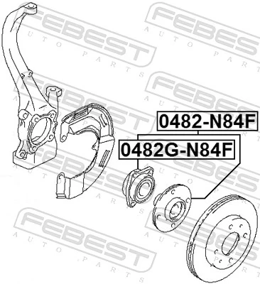 0482GN84F Febest Підшипник маточини передньої