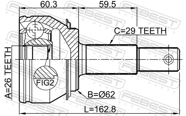 0210T32R Febest Граната зовнішня