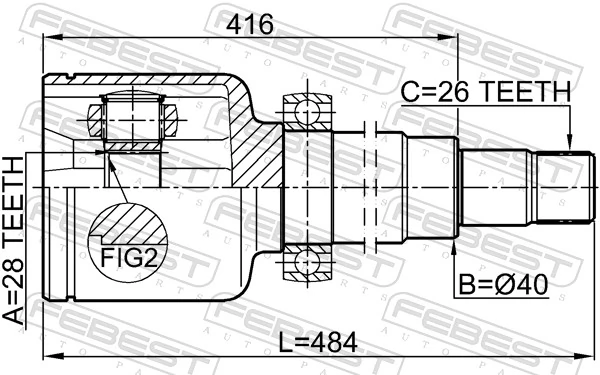 2111CA220RH Febest ШРКШ внутрішній, передній, правий