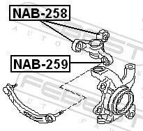 NAB259 Febest Сайлентблок передній цапфи (кулака)