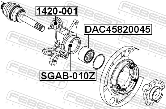 DAC45820045 Febest Підшипник ступиці задньої