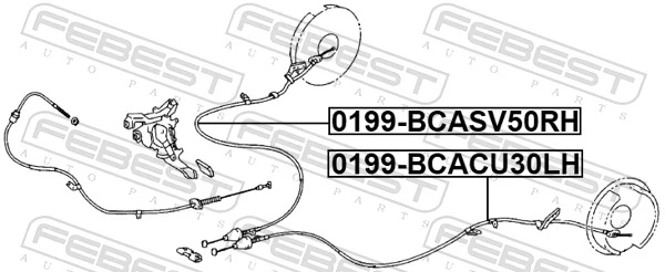0199BCACU30LH Febest Трос ручного гальма задній, лівий