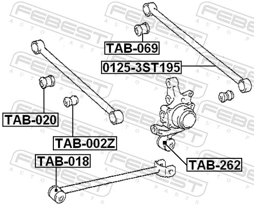 TAB002Z Febest Сайлентблок заднього поперечного важеля, зовнішній
