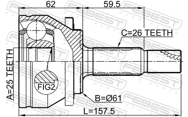 0110ZRE181 Febest Граната зовнішня