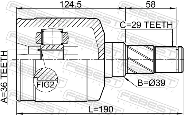 0211Z50LH Febest ШРКШ внутрішній, передній, лівий