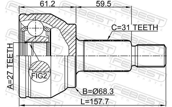 2910EVOQ Febest Граната зовнішня