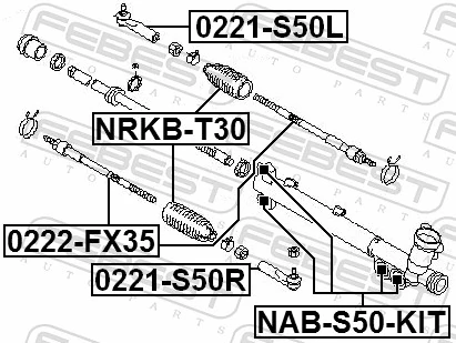 0221S50L Febest Зовнішній наконечник рульової тяги