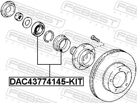 DAC43774145KIT Febest Підшипник маточини передньої