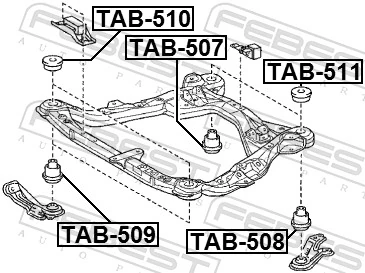 TAB507 Febest Подушка передньої балки