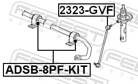 ADSB8PFKIT Febest Втулка стабілізатора переднього, комплект