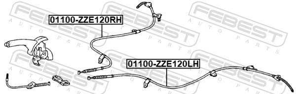 01100ZZE120LH Febest Трос ручника задній лівий