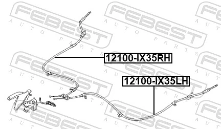 12100IX35LH Febest Трос ручного гальма задній, лівий