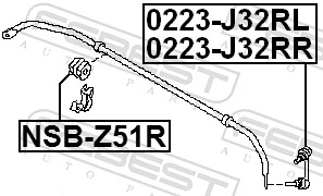 NSBZ51R Febest Прокладка стабільзатора заднього