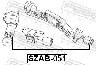 SZAB051 Febest Сайлентблок траверси кріплення заднього редуктора, задній