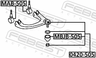 MAB505 Febest Сайлентблок переднього верхнього важеля