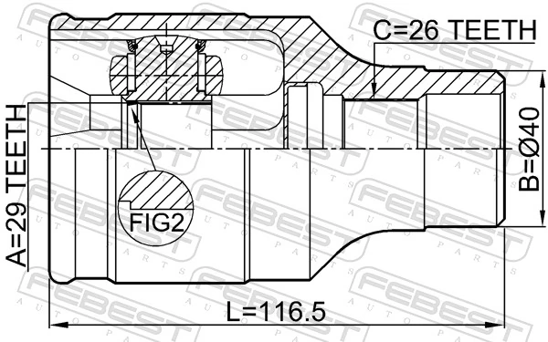 0711SX4FRH Febest ШРКШ внутрішній, передній, правий