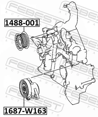 1687W163 Febest Ролик натяжителя ременя агрегатів