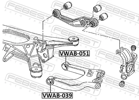 VWAB051 Febest Сайлентблок задньої тяги