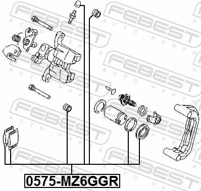 0575MZ6GGR Febest Ремкомплект заднього гальмівного супорта