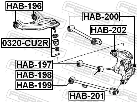 HAB202 Febest Сайлентблок задньої підвіски