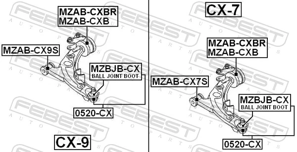 MZBS047 Kautek Сайлентблок переднього нижнього важеля