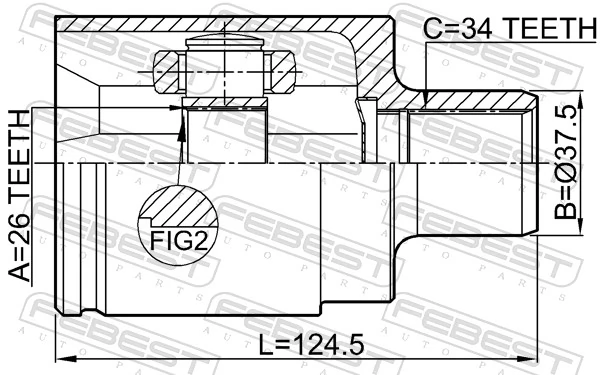 1811A17DRH Febest ШРУС зовнішній передній, лівий