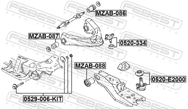 MZAB087 Febest Сайлентблок переднього верхнього важеля