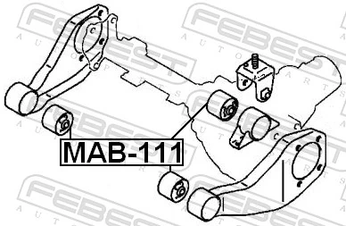 MAB111 Febest Сайлентблок траверси кріплення переднього редуктора