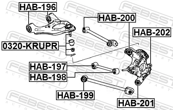 0320KRUPR Febest Сайлентблок верхнього важеля