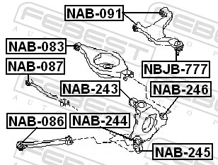 NAB087 Febest Сайлентблок тяги поперечної, задньої підвіски