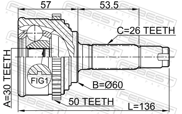 0310CF4A50 Febest Граната зовнішня