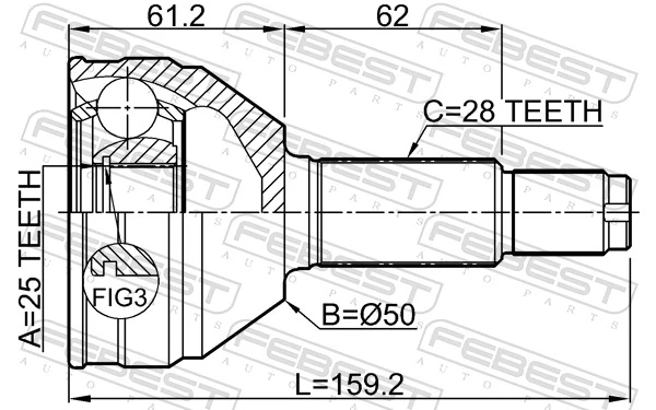 1510B11 Febest Граната зовнішня