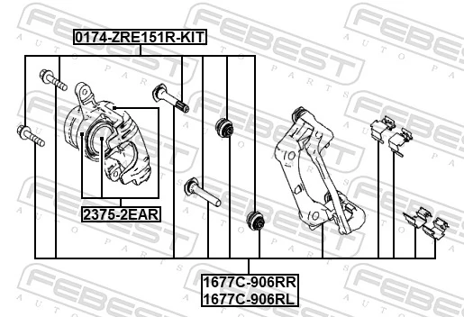 1677C906RL Febest Скоба гальмівного заднього супорта