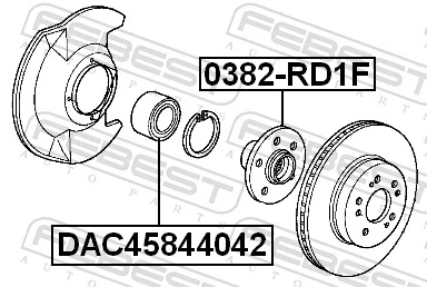 DAC45844042 Febest Підшипник ступиці задньої