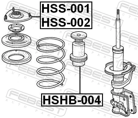 HSS002 Febest Опора амортизатора переднього лівого