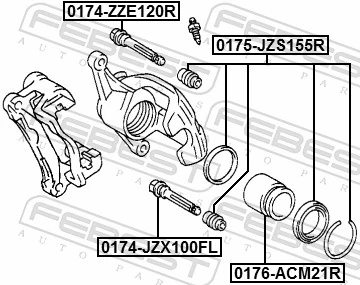 0175JZS155R Febest Ремкомплект заднього гальмівного супорта