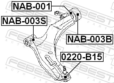 NAB001 Febest Сайлентблок переднього нижнього важеля