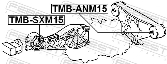 TMBSXM15 Febest Сайлентблок траверси кріплення заднього редуктора, передній