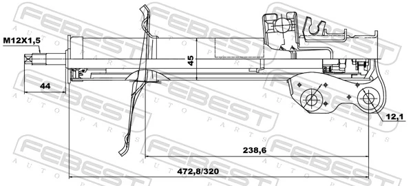 02666689FR Febest Амортизатор передньої підвіски