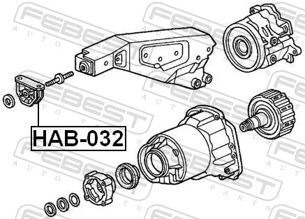 HAB032 Febest Сайлентблок (подушка) редуктора заднього моста, передній