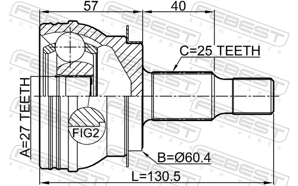 1610W245 Febest Граната зовнішня